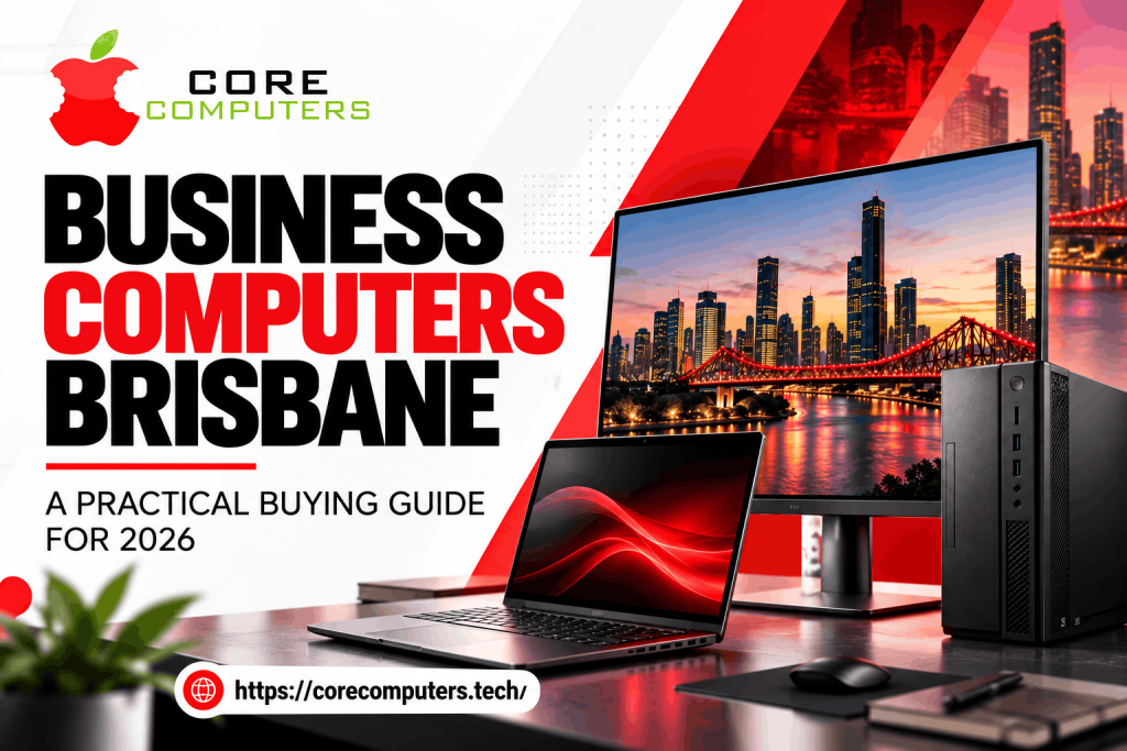 Business computers Brisbane: desktop PC, laptop and monitor featured in a 2026 business buying guide