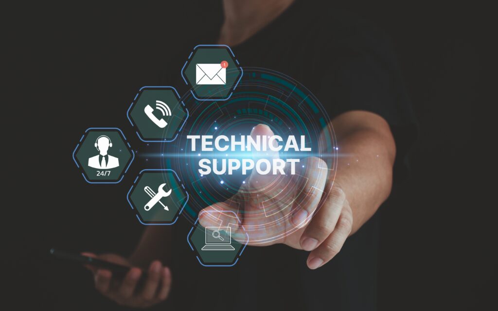 Technical Support, Customer Service, Business, and AI Automated Technology Concept—Small Business IT Support Brisbane